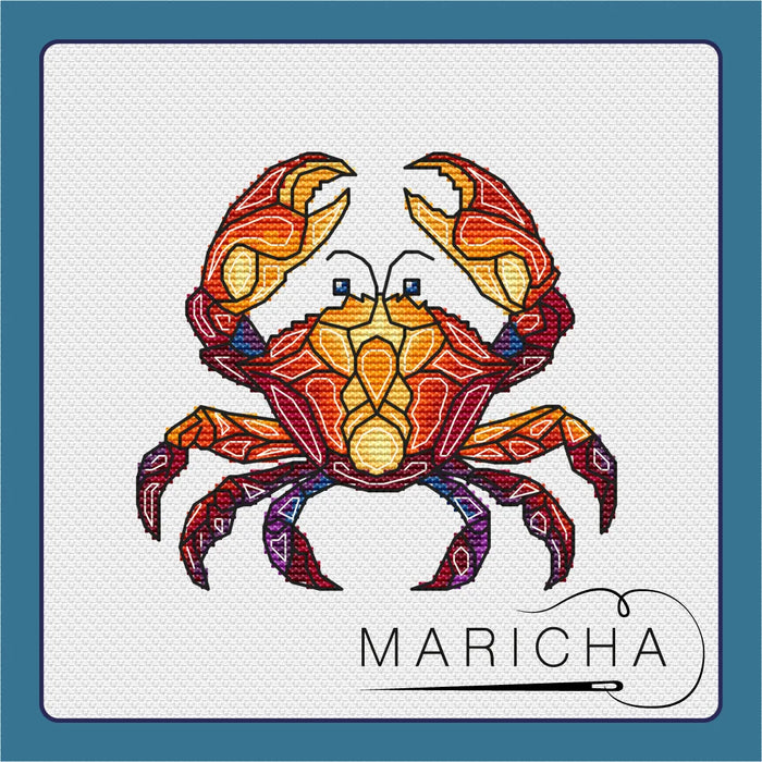 Stained Glass Crab - PDF Cross Stitch Pattern