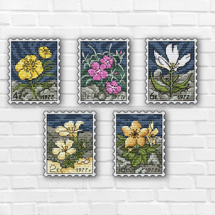 Flowers of Siberia. Post Stamps Set - PDF Cross Stitch Pattern