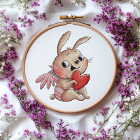 Bunny Valentine with Heart - PDF Cross Stitch Pattern