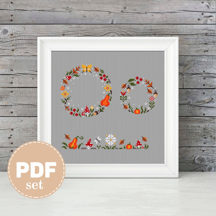 Set of 3 autumn pumpkins - PDF Cross Stitch Pattern