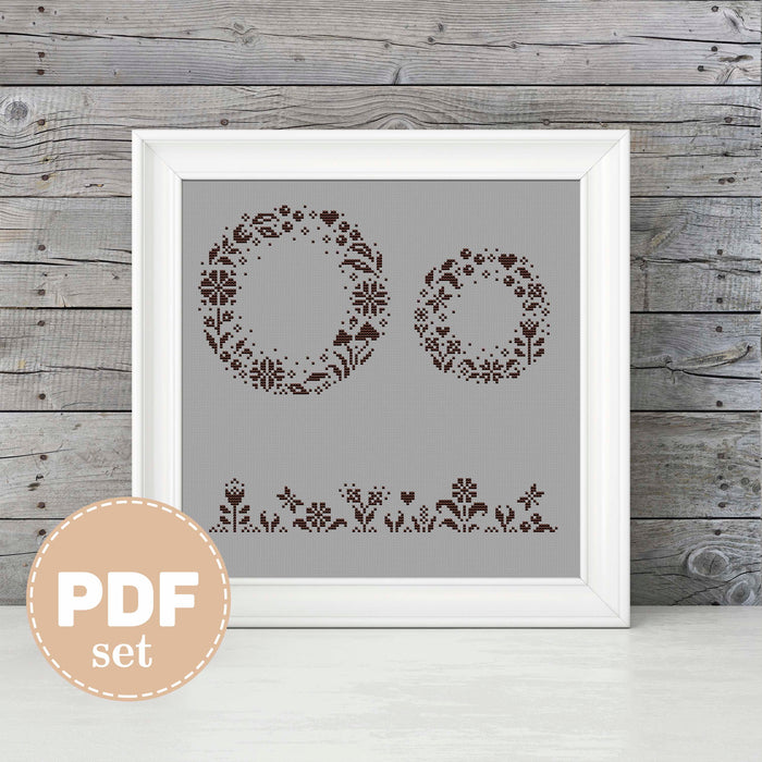 Set of 3 pumpkins monochrome - PDF Cross Stitch Pattern