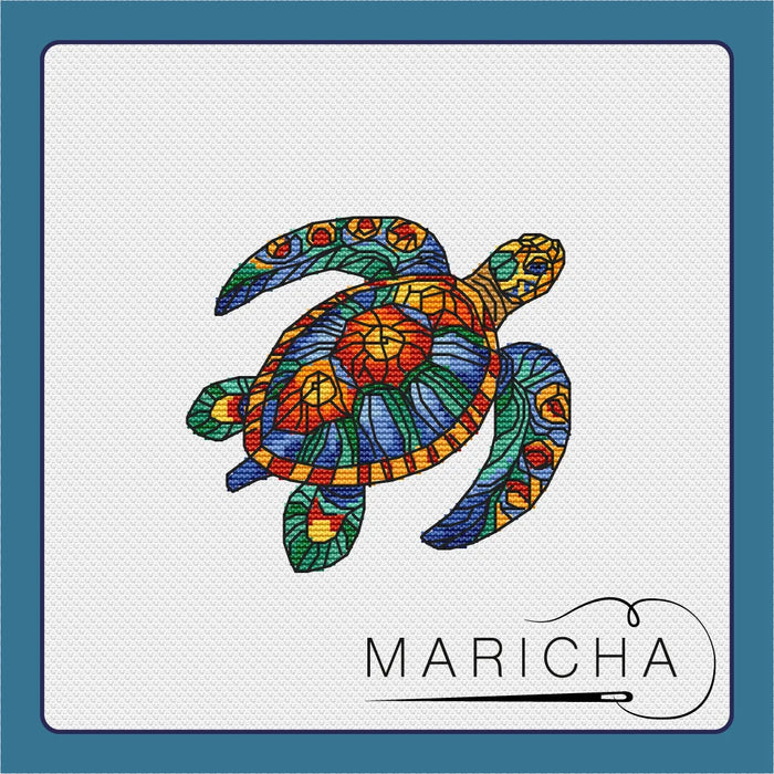 Stained Glass Sea Turtle - PDF Cross Stitch Pattern