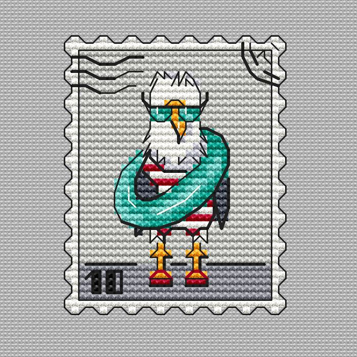 Postage Stamp. Seagull - PDF Cross Stitch Pattern