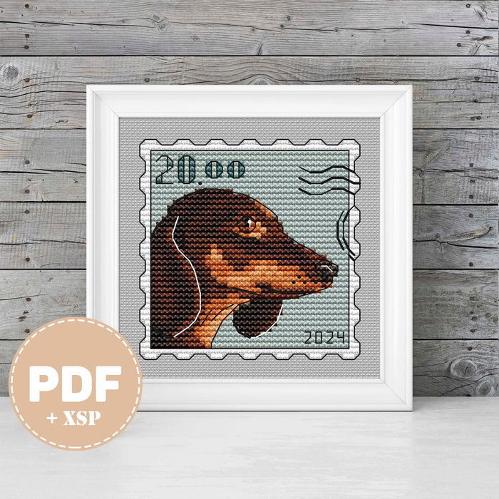 Post Stamp. Dachshund - PDF Cross Stitch Pattern