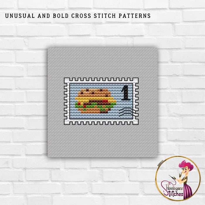 Postage Stamp. Burger - PDF Cross Stitch Pattern