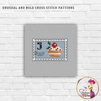 Postage Stamp. Cupcake  - PDF Cross Stitch Pattern