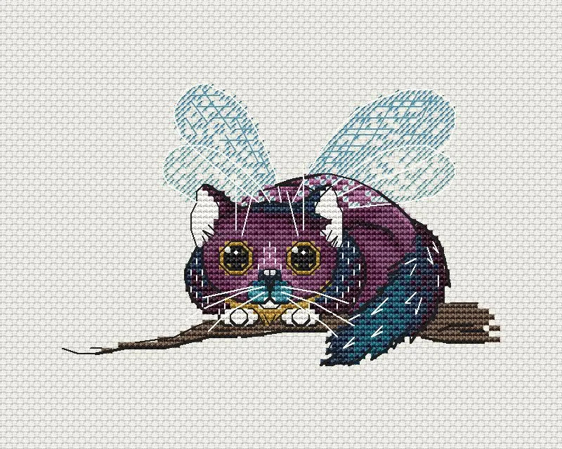 Dragonfly cat - PDF Cross Stitch Pattern