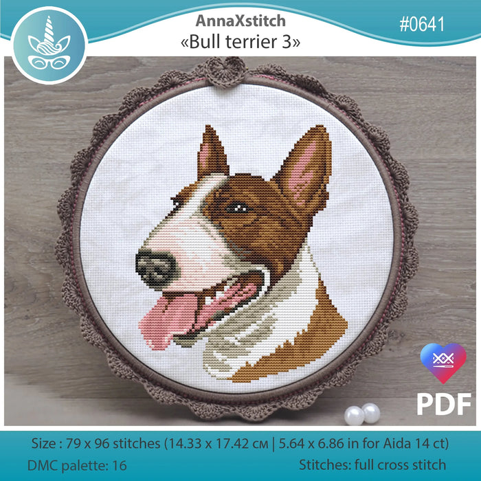 Bull terrier 3 - PDF Cross Stitch Pattern