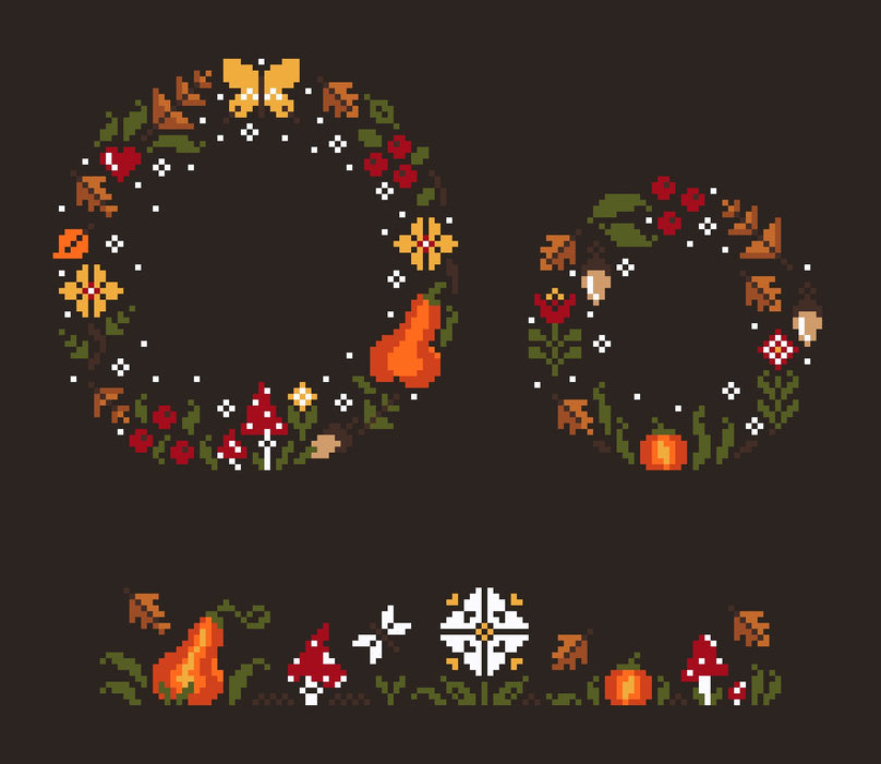 Set of 3 autumn pumpkins - PDF Cross Stitch Pattern