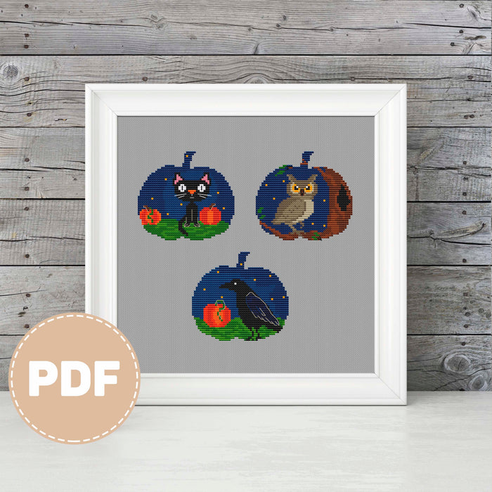 Three pumpkins - PDF Cross Stitch Pattern