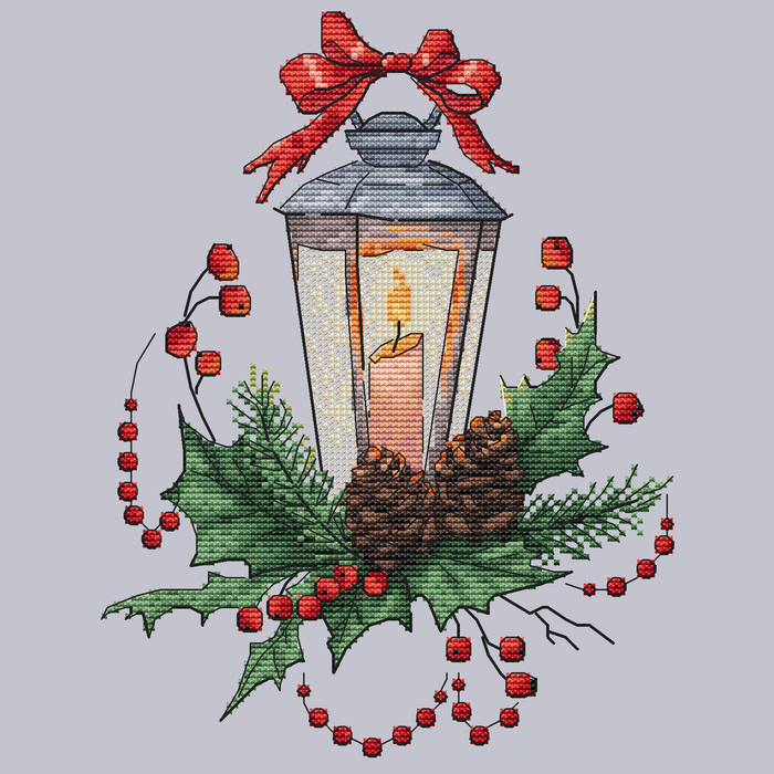 Lantern with a Pinecones - PDF Cross Stitch Pattern