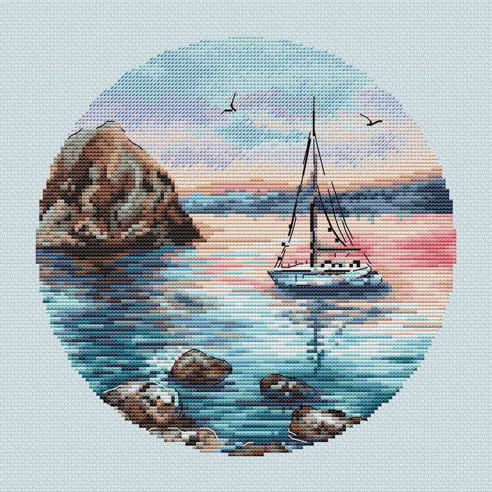 Sailboat at sunset - PDF Cross Stitch Pattern