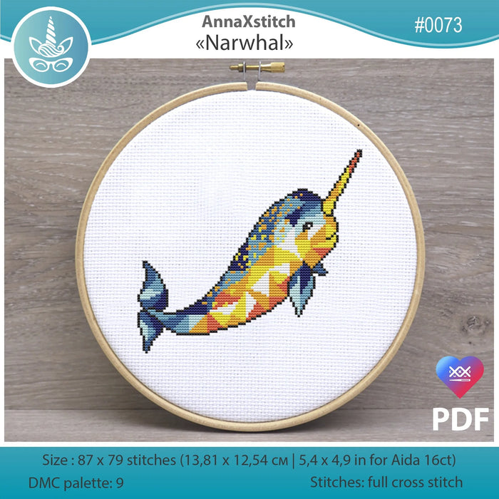 Narwhal - PDF Cross Stitch Pattern