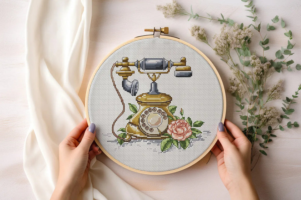 Vintage Phone - PDF Cross Stitch Pattern