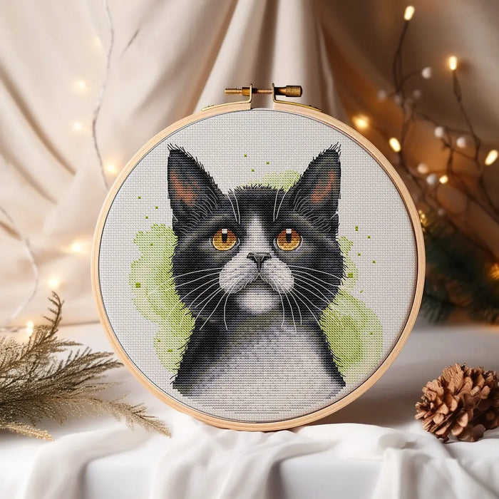 Tuxedo Cat Comb - PDF Cross Stitch Pattern