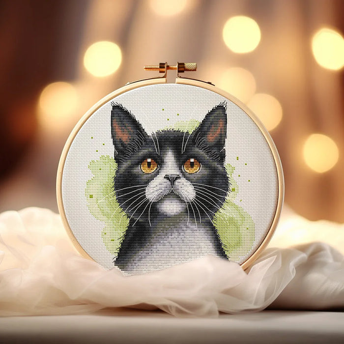 Tuxedo Cat Comb - PDF Cross Stitch Pattern