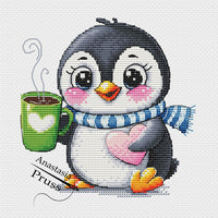 Penguin with Coffee - PDF Cross Stitch Pattern