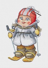 The Boy with the Skis - PDF Cross Stitch Pattern