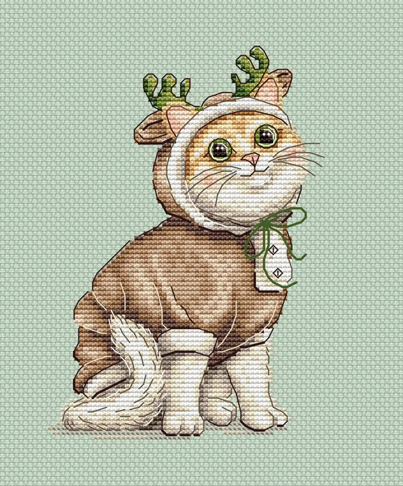 Deer Kitten Comb - PDF Cross Stitch Pattern