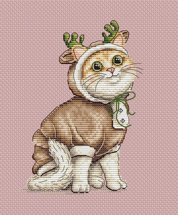 Deer Kitten Comb - PDF Cross Stitch Pattern