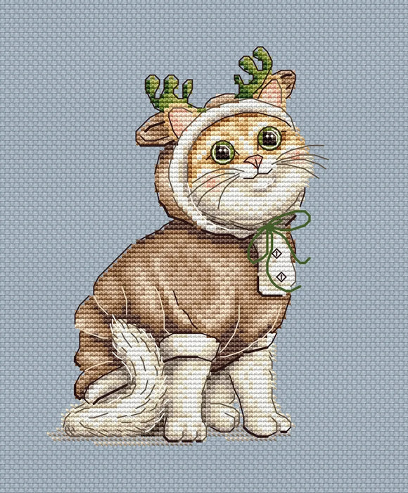 Deer Kitten Comb - PDF Cross Stitch Pattern