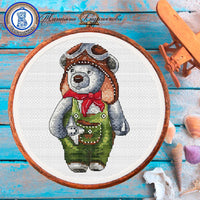 The pilot Bear - PDF Cross Stitch Pattern