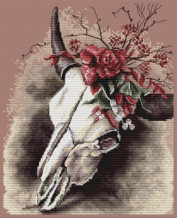 Skull with Flowers Comb - PDF Cross Stitch Pattern