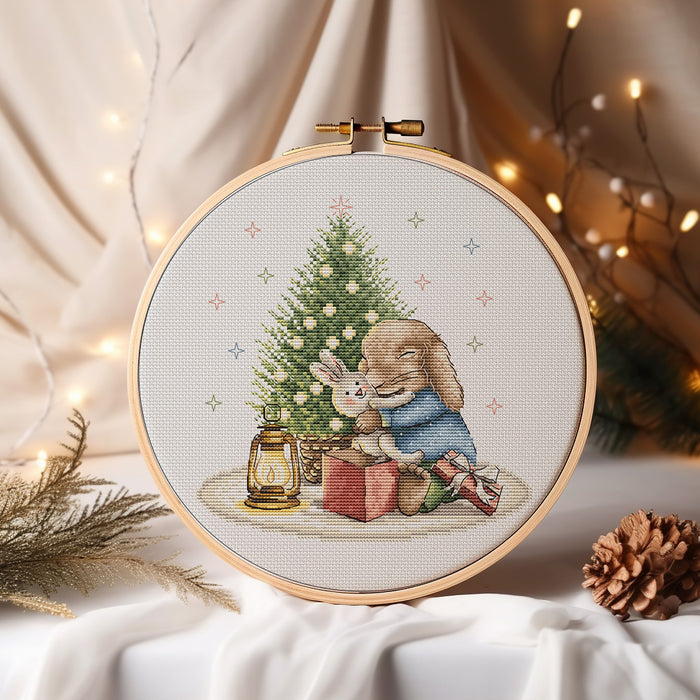 Christmas Bunny Comb - PDF Cross Stitch Pattern