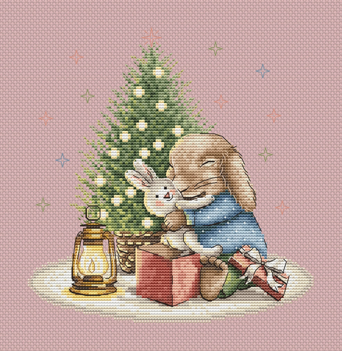 Christmas Bunny Comb - PDF Cross Stitch Pattern