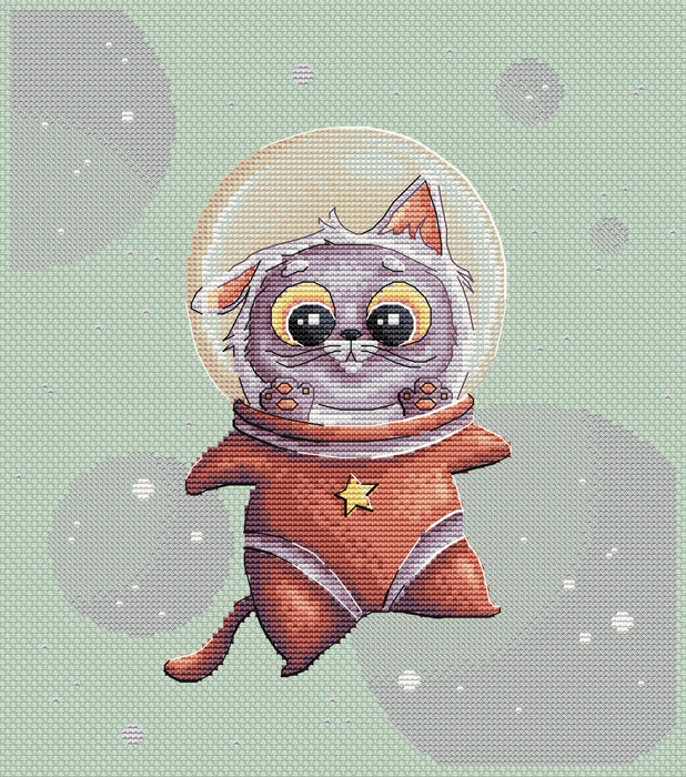 Space Kitten Comb - PDF Cross Stitch Pattern