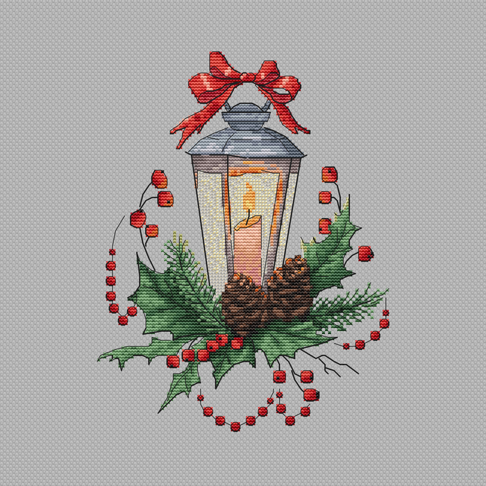 Lantern with a Pinecones - PDF Cross Stitch Pattern