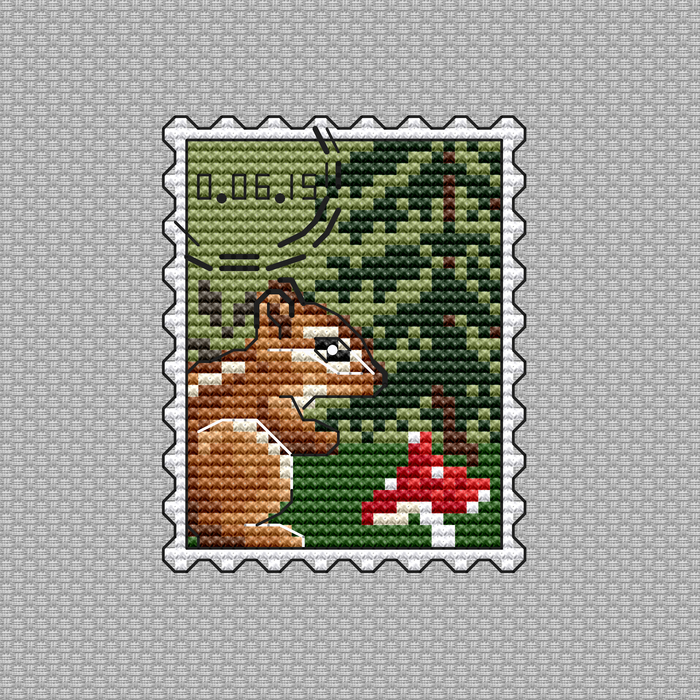 Postage Stamp. Chipmunk - PDF Cross Stitch Pattern