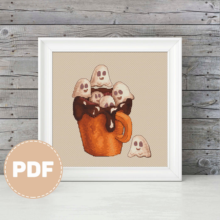 Ghostly cocoa - PDF Cross Stitch Pattern