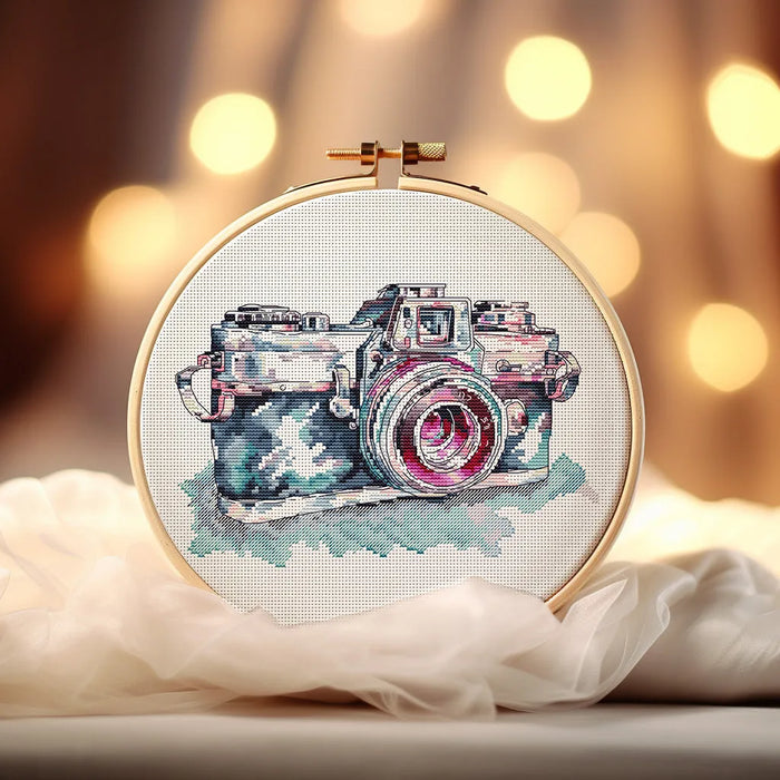 Watercolor Photo Camera - PDF Cross Stitch Pattern