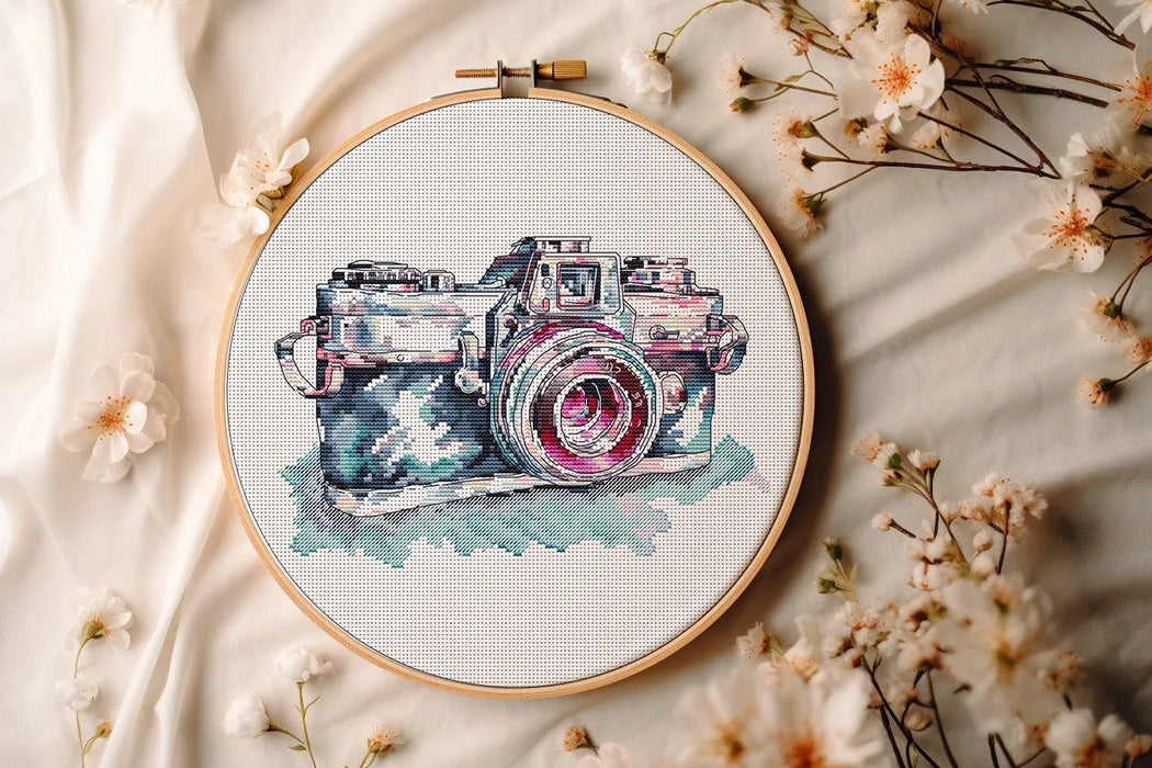 Watercolor Photo Camera - PDF Cross Stitch Pattern