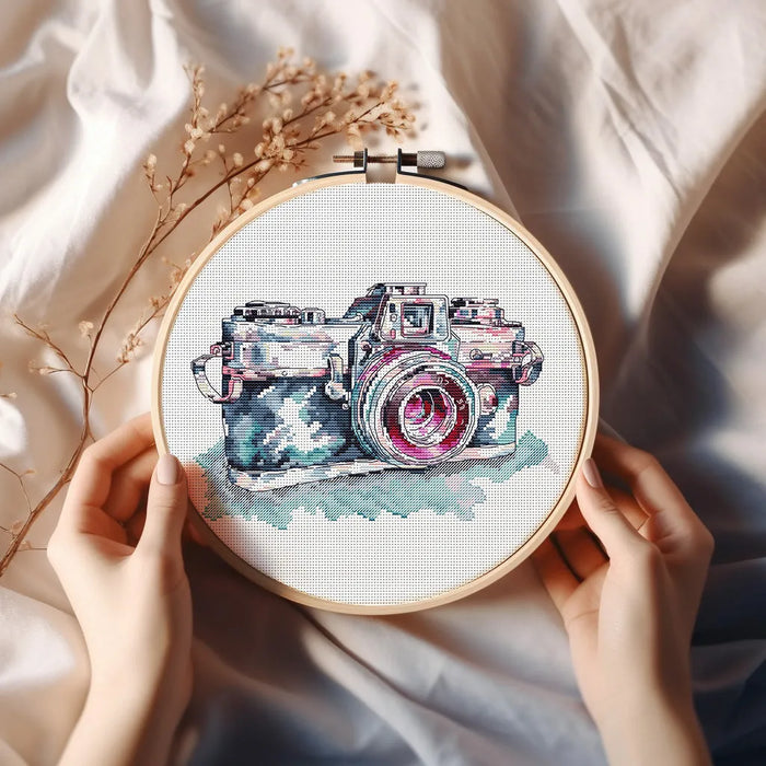 Watercolor Photo Camera - PDF Cross Stitch Pattern