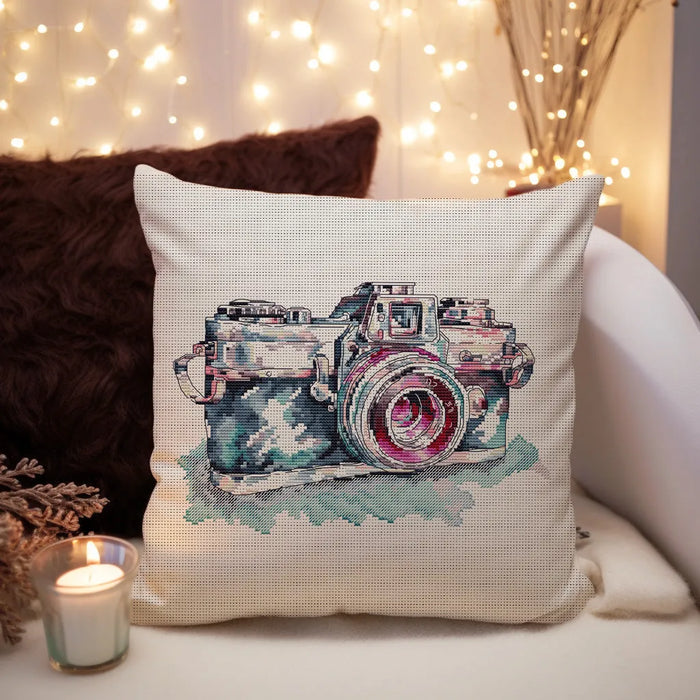 Watercolor Photo Camera - PDF Cross Stitch Pattern