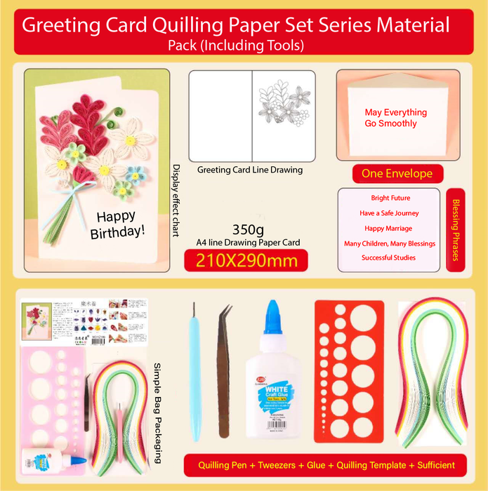 Greeting Card Making Kit. Flowers DIY Quilling Kit F07M3-5-FL8