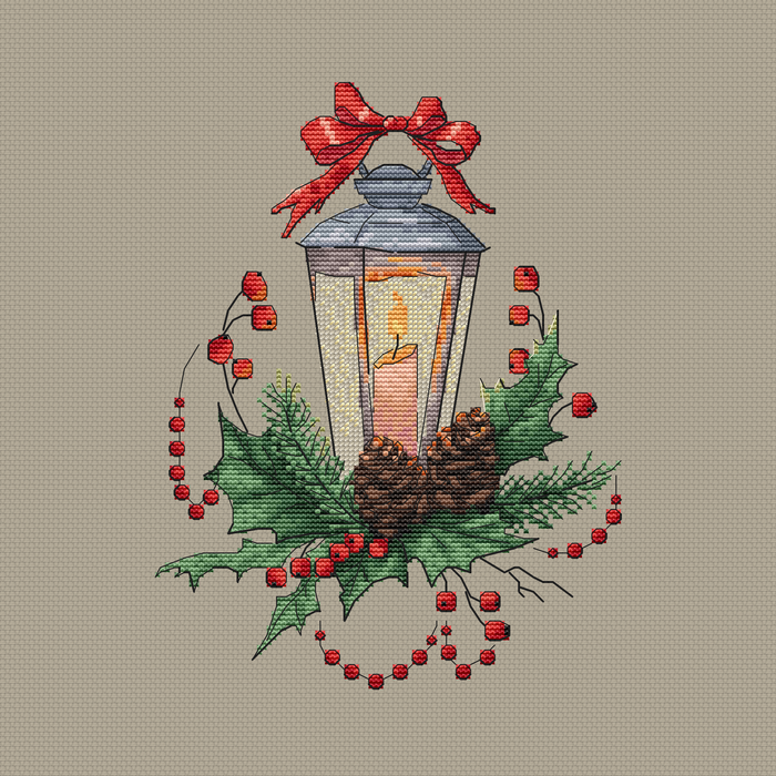 Lantern with a Pinecones - PDF Cross Stitch Pattern