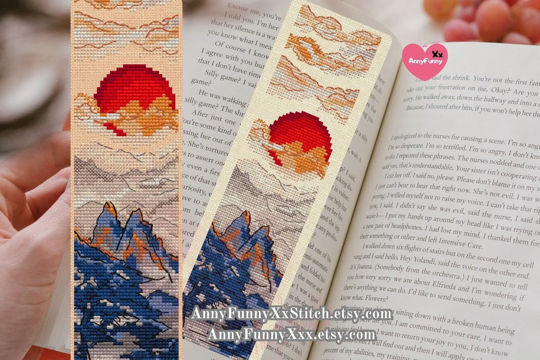 Bookmark. Celestial Symphony of Mountains - PDF Cross Stitch Pattern