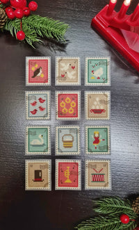 12 days of Christmas stamps - PDF Cross Stitch Pattern