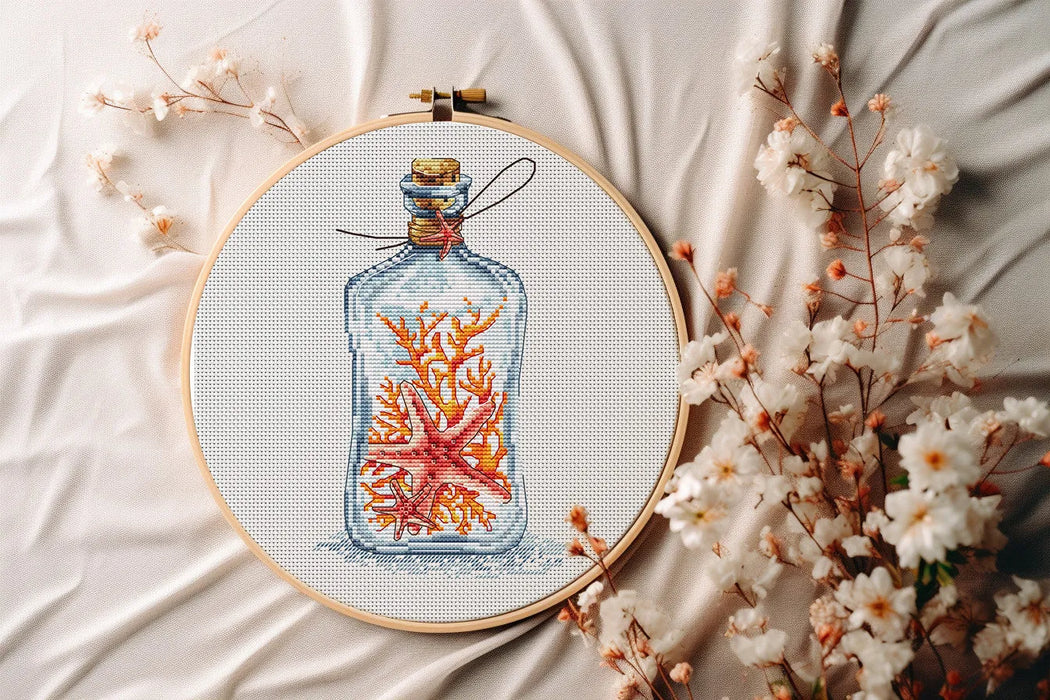 Bottle with a Starfish - PDF Cross Stitch Pattern