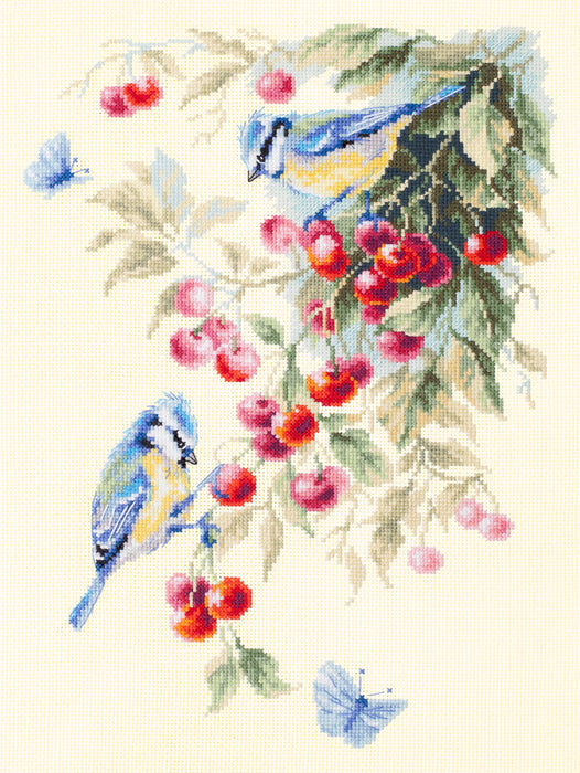 Blue Tits and Cherry 130-021 Counted Cross-Stitch Kit