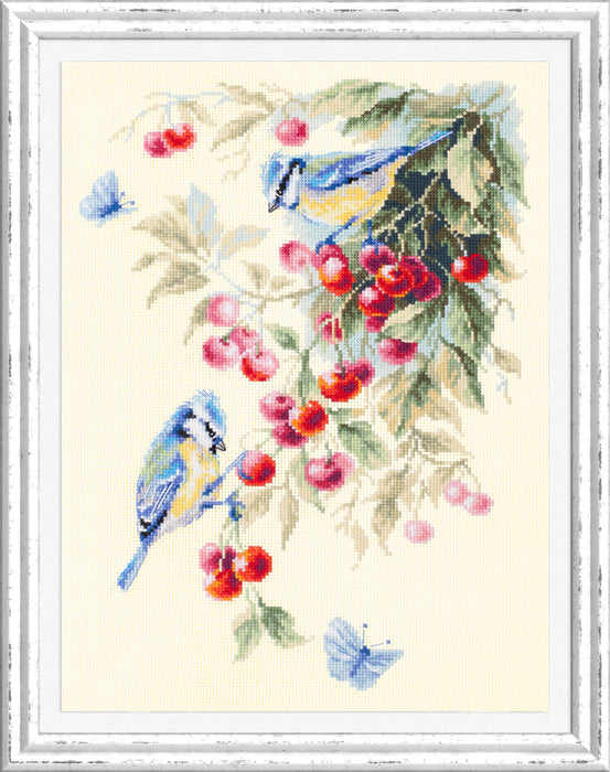 Blue Tits and Cherry 130-021 Counted Cross-Stitch Kit