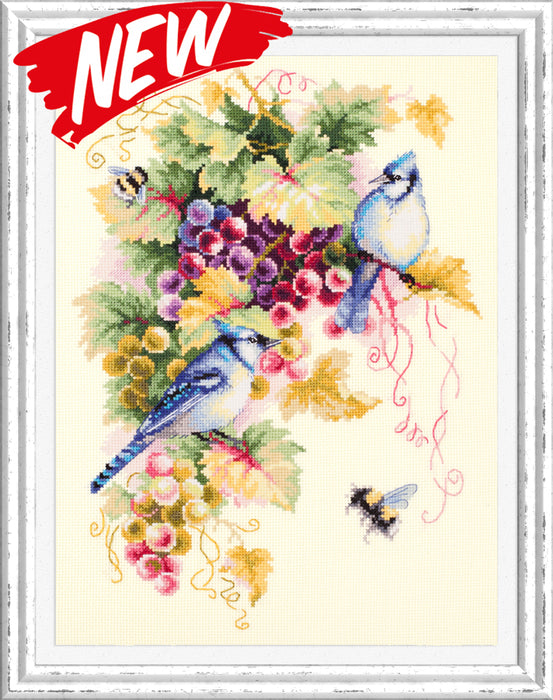 Blue Jay and Grapes 130-022 Counted Cross-Stitch Kit