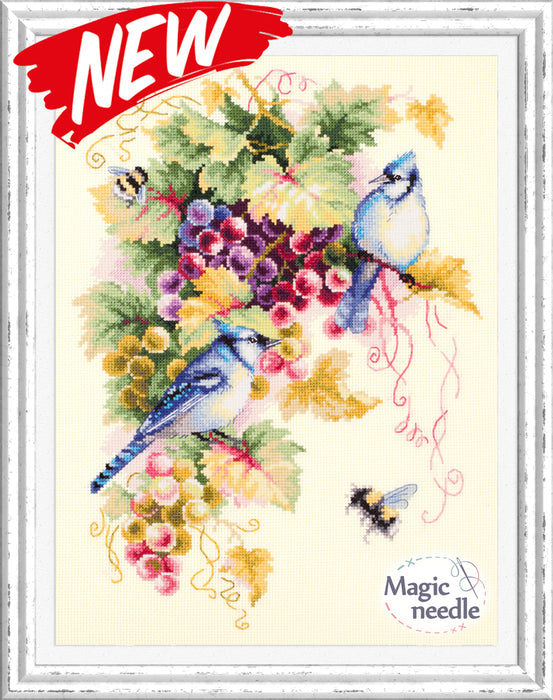 Blue Jay and Grapes 130-022 Counted Cross-Stitch Kit