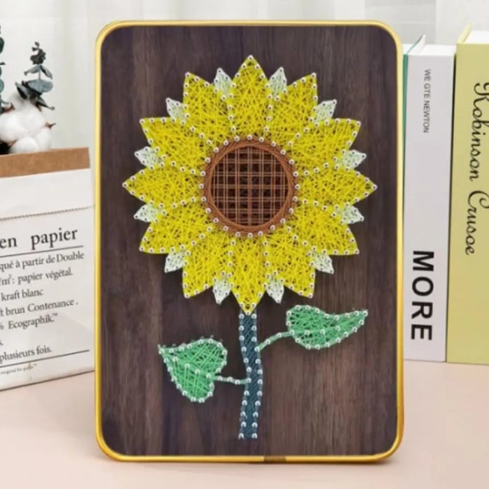 Sunflower String Art Kit with Stand. Simple Decorative DIY String Art Craft Kit M1-3 DHACE28039-brown