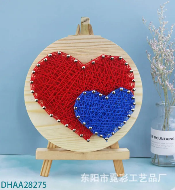 Red Hearts String Art Kit with Stand. Simple Decorative DIY String Art Craft Kit M1-4 DHAA28275