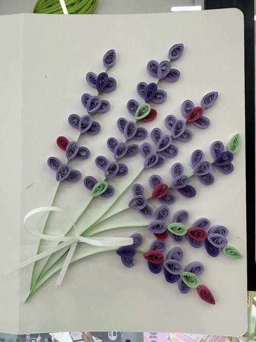 Greeting Card Making Kit. Lavender Flowers DIY Quilling Kit F07M3-5-FL2