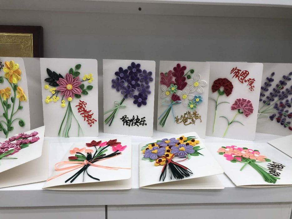 Greeting Card Making Kit. Lilac Flowers DIY Quilling Kit F07M3-5-FL1